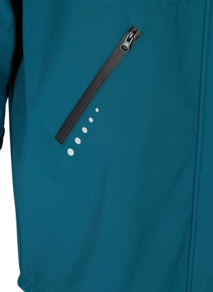 Pitkä hupullinen softshell-takki, Blue Coral solid, Packshot image number 3
