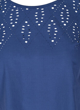 T-paita broderi anglaise- kuvioinnilla, Twilight Blue, Packshot image number 2