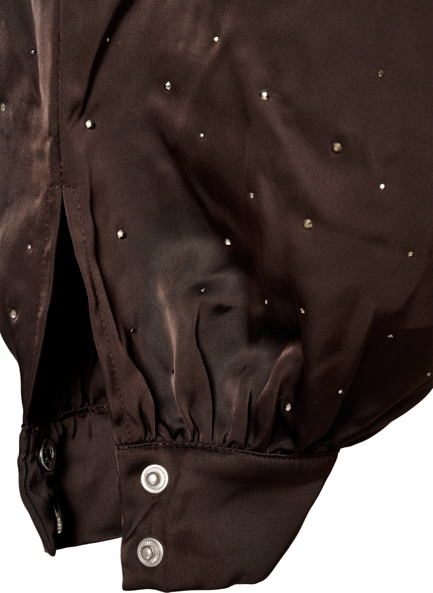 ZizziSatiiniballoon-housut strasseilla, Ruskea, Packshot image number 3