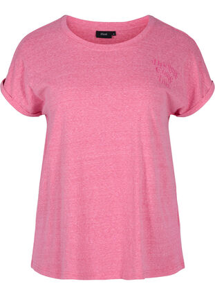 Meleerattu t-paita puuvillasta, Fandango Pink Mel, Packshot image number 0