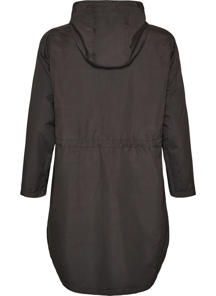 Kevyt hupullinen parka, Musta, Packshot image number 1