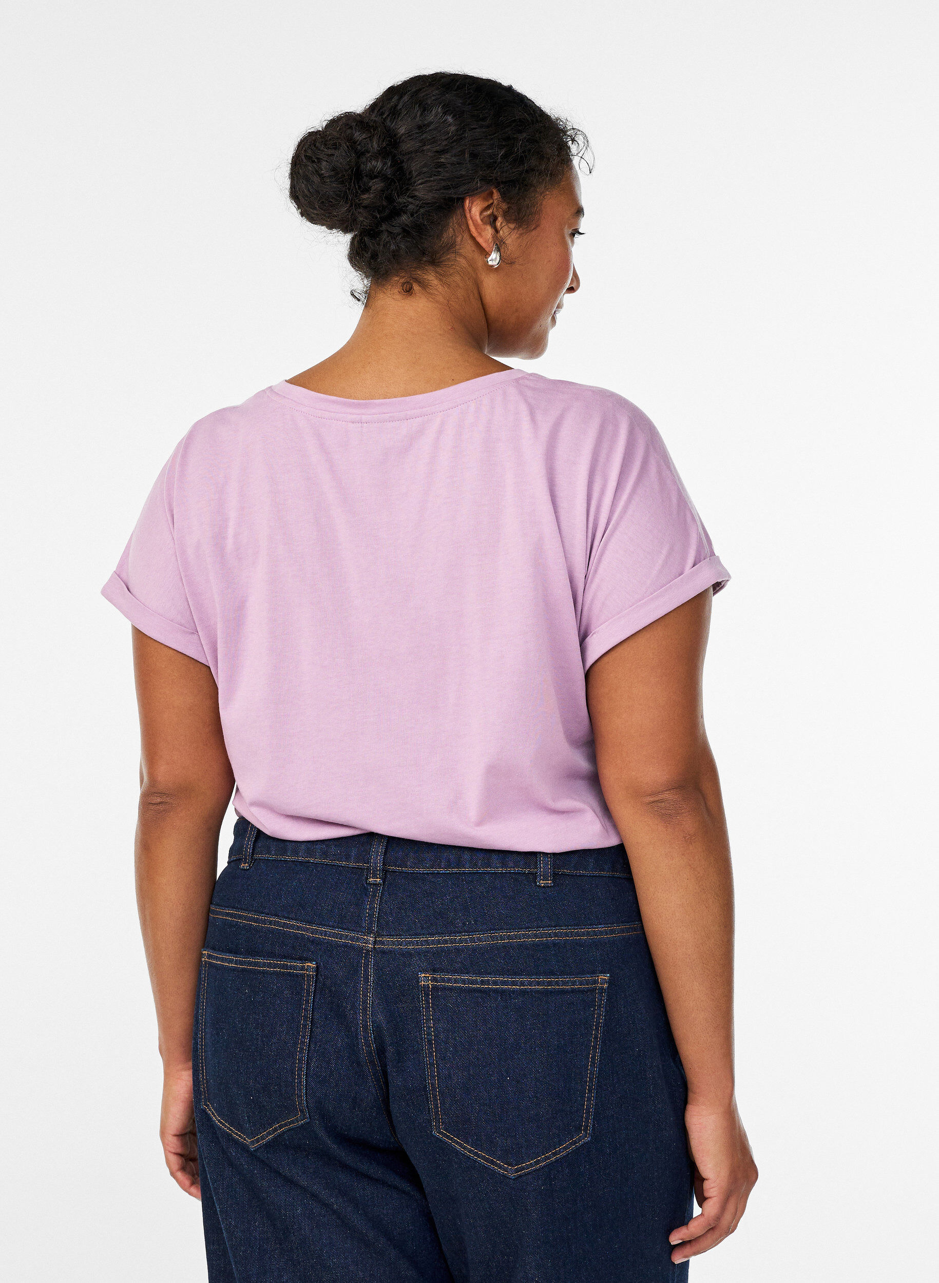 ZizziLyhythihainen t-paita puuvillasekoitteesta, Violetti, Model image number 2