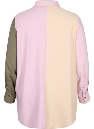 Viskoosisekoitteesta valmistettu paita kontrastiväreillä, Pink Blocking, Packshot image number 1