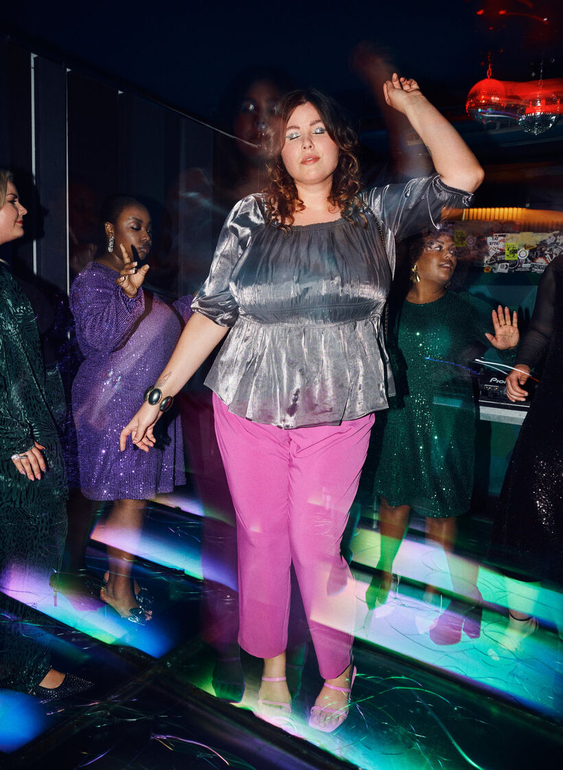 Hopeanvärinen pusero, jossa on 3/4-hihat ja rypytys, Dark Silver, Image image number 1