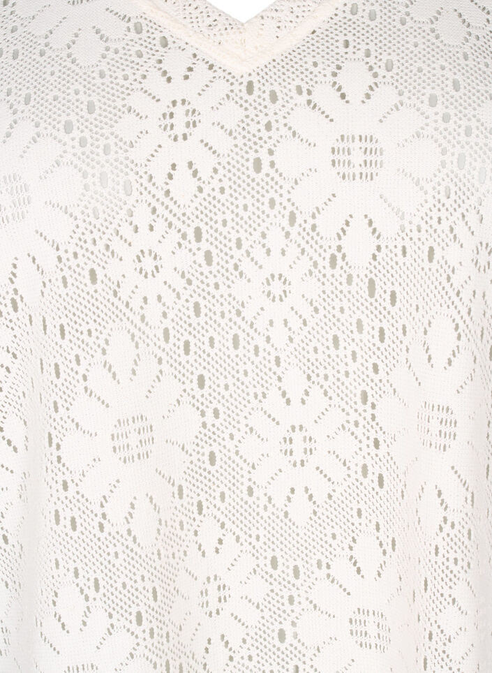 Pusero avokuviolla ja lyhyillä hihoilla, Beige, Packshot image number 2