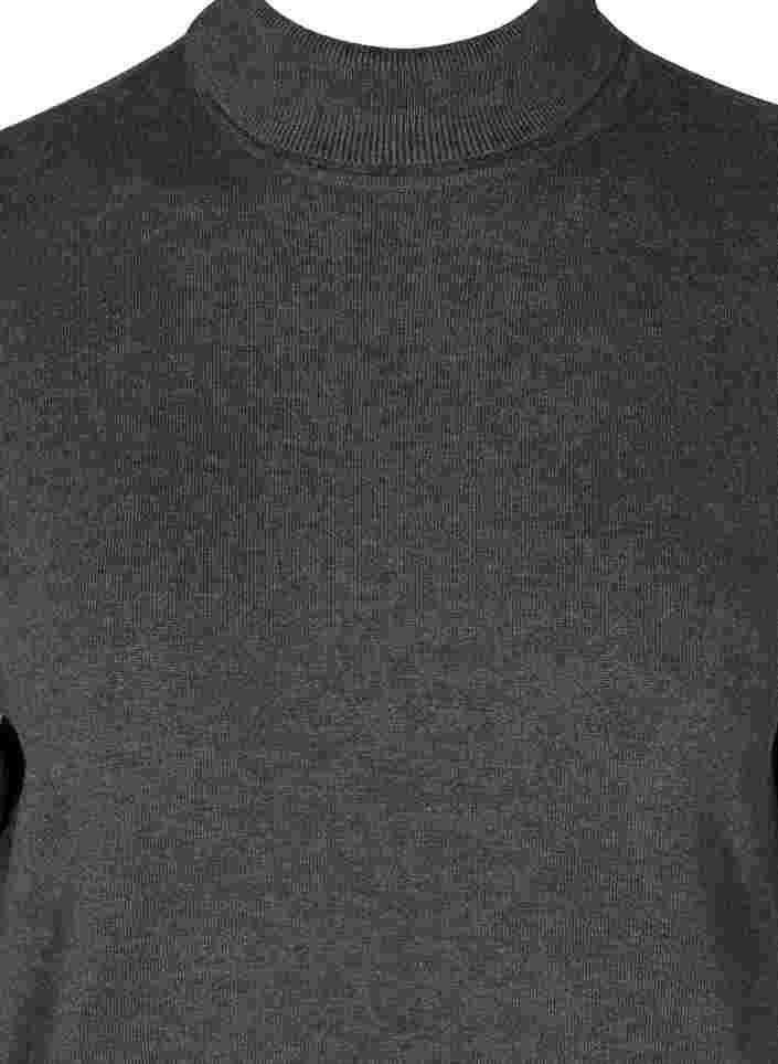 Neulepusero viskoosiseoksesta korkealla kauluksella, Dark Grey Melange, Packshot image number 2