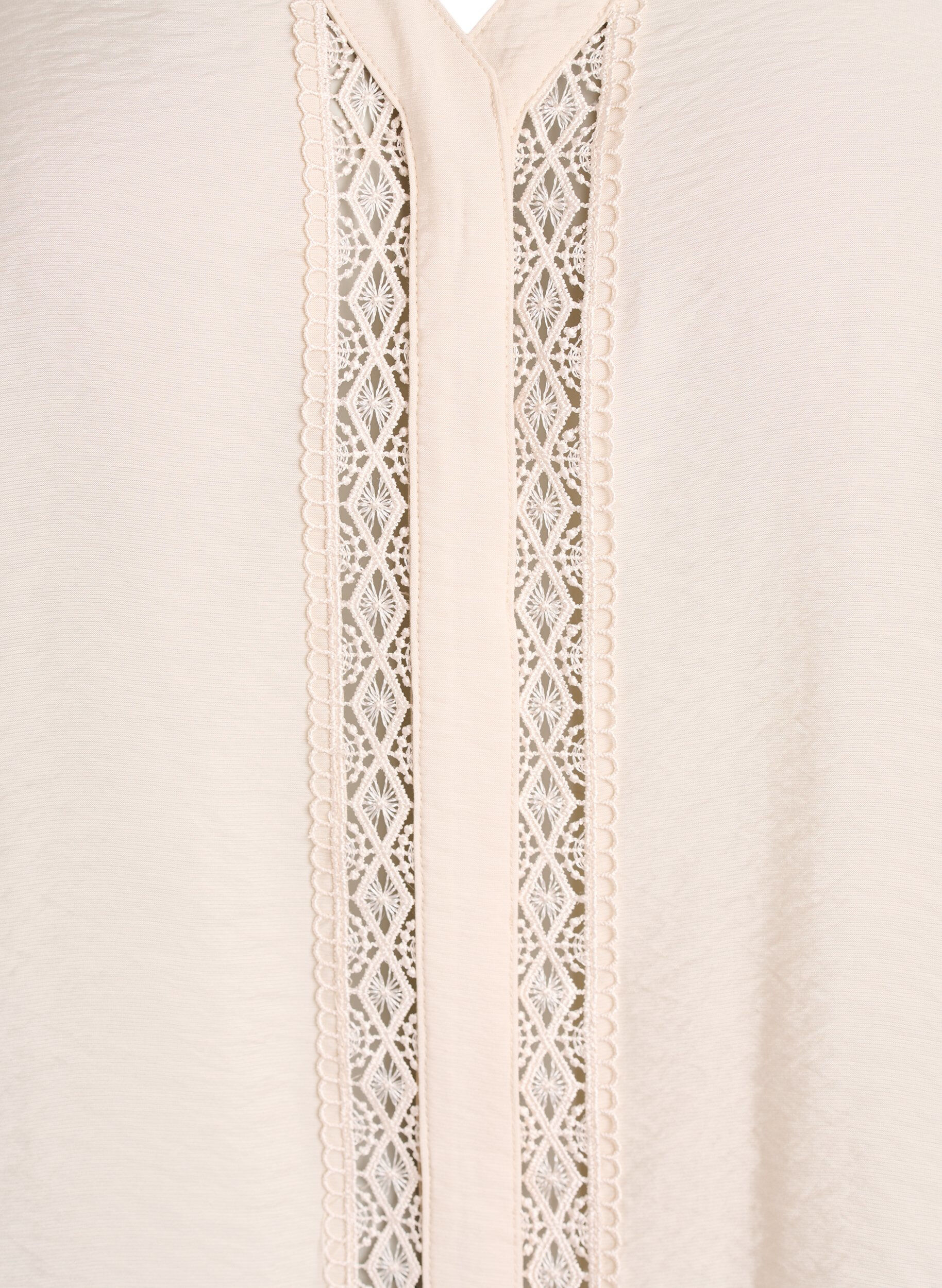 Zizzi Pusero V-kauluksella ja kirjailtuja nauhoja, Beige, Packshot image number 2