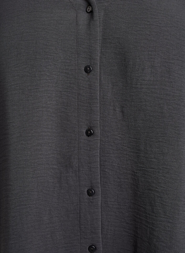 Shirt blouse with V-neck and 3/4 sleeves, Dark Grey, Packshot image number 2