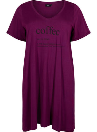 Puuvillainen yömekko painatuksella, D. Purple w. Coffee, Packshot image number 0