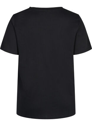 Ekologisesta puuvillasta valmistettu t-paita painatuksella  , Black, Packshot image number 1