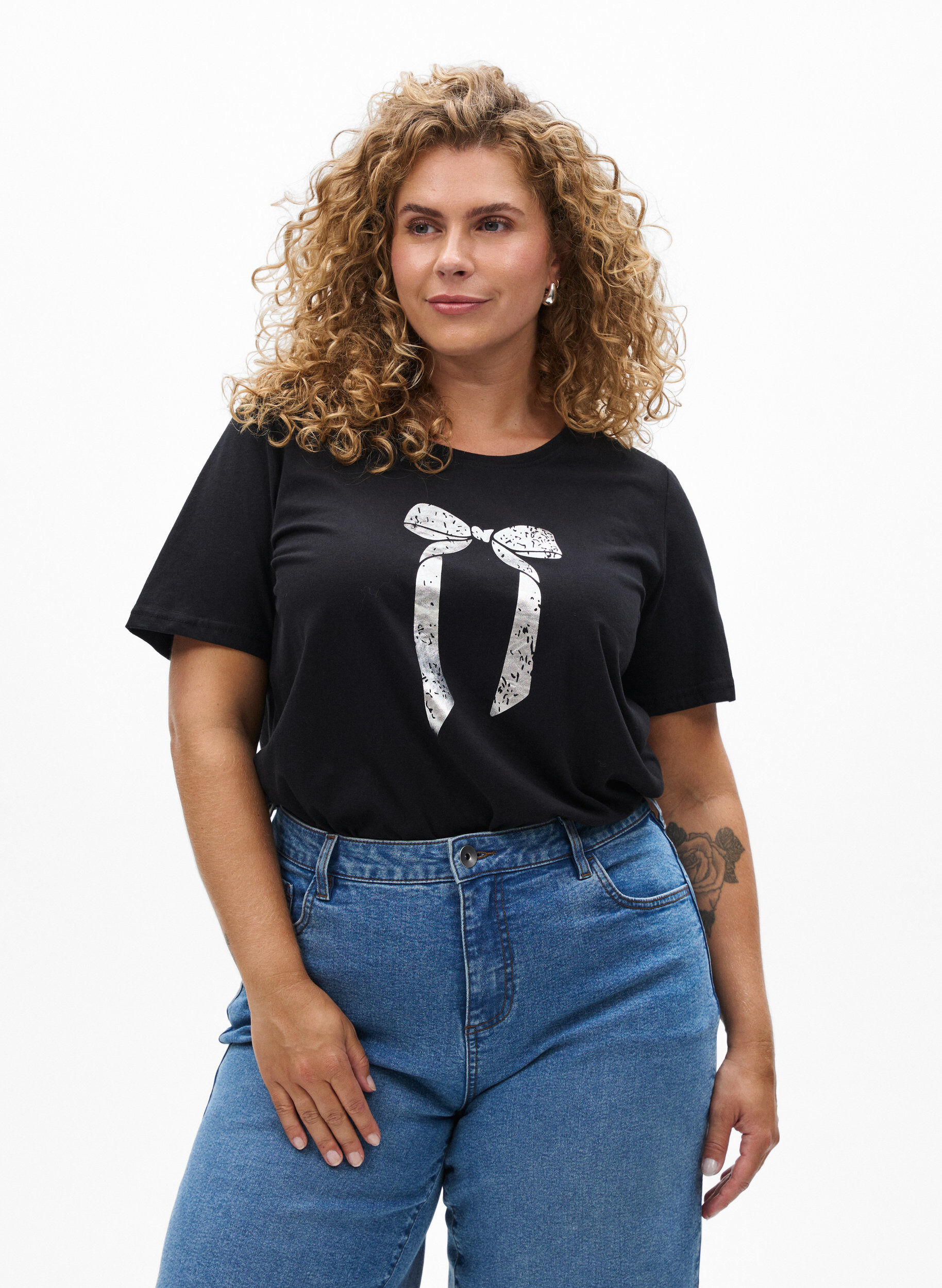 ZizziT-paita printill&auml;, Musta, Model image number 0