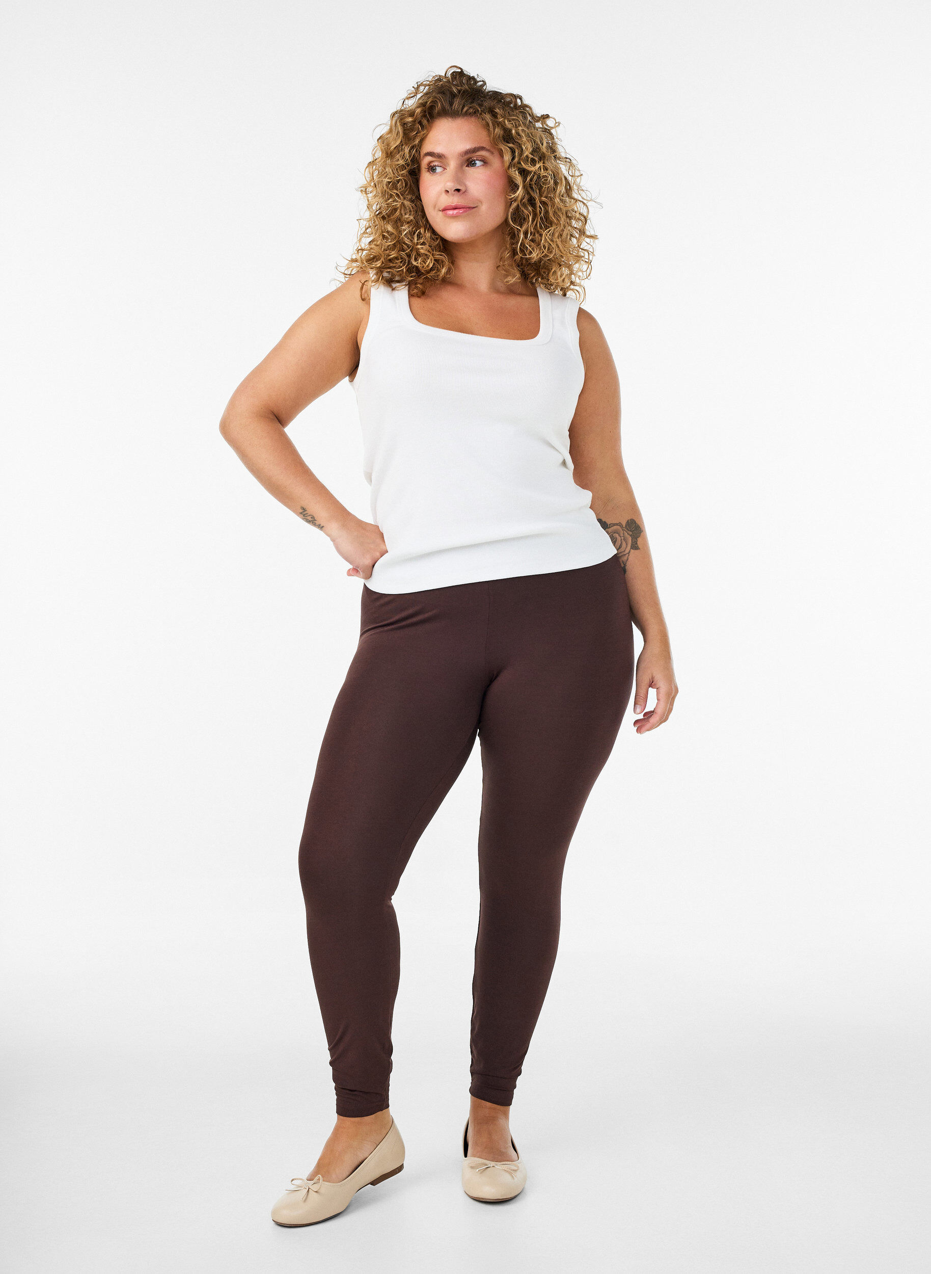 ZizziPerusleggingssit viskoosista, Ruskea, Model image number 1