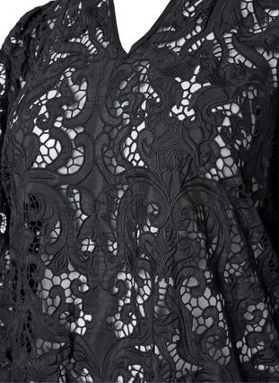 Pitkähihainen pitsimekko A-linjalla, Black, Packshot image number 2
