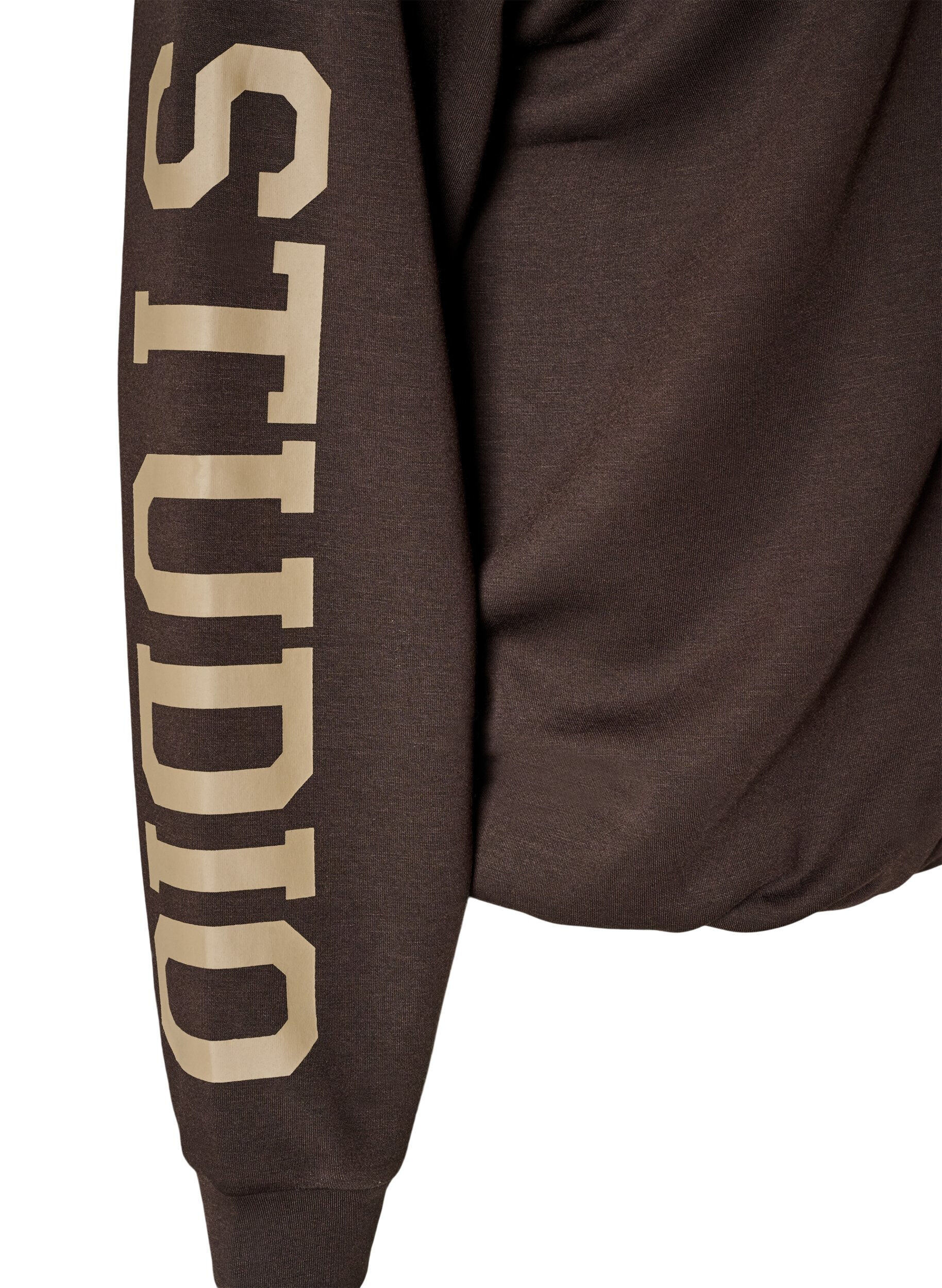 ZizziUrheilullinen bomber-neuletakki vetoketjulla ja korkealla kauluksella, Ruskea, Packshot image number 3