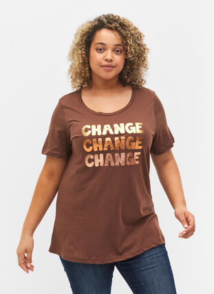 Puuvillainen t-paita lyhyillä hihoilla, Chestnut Change, Model image number 0
