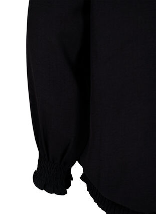 Yksivärinen smokattu pusero pitkillä hihoilla, Black, Packshot image number 3