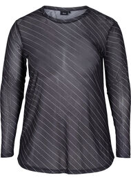 Kuosillinen pusero mesh-kankaasta, Black AOP