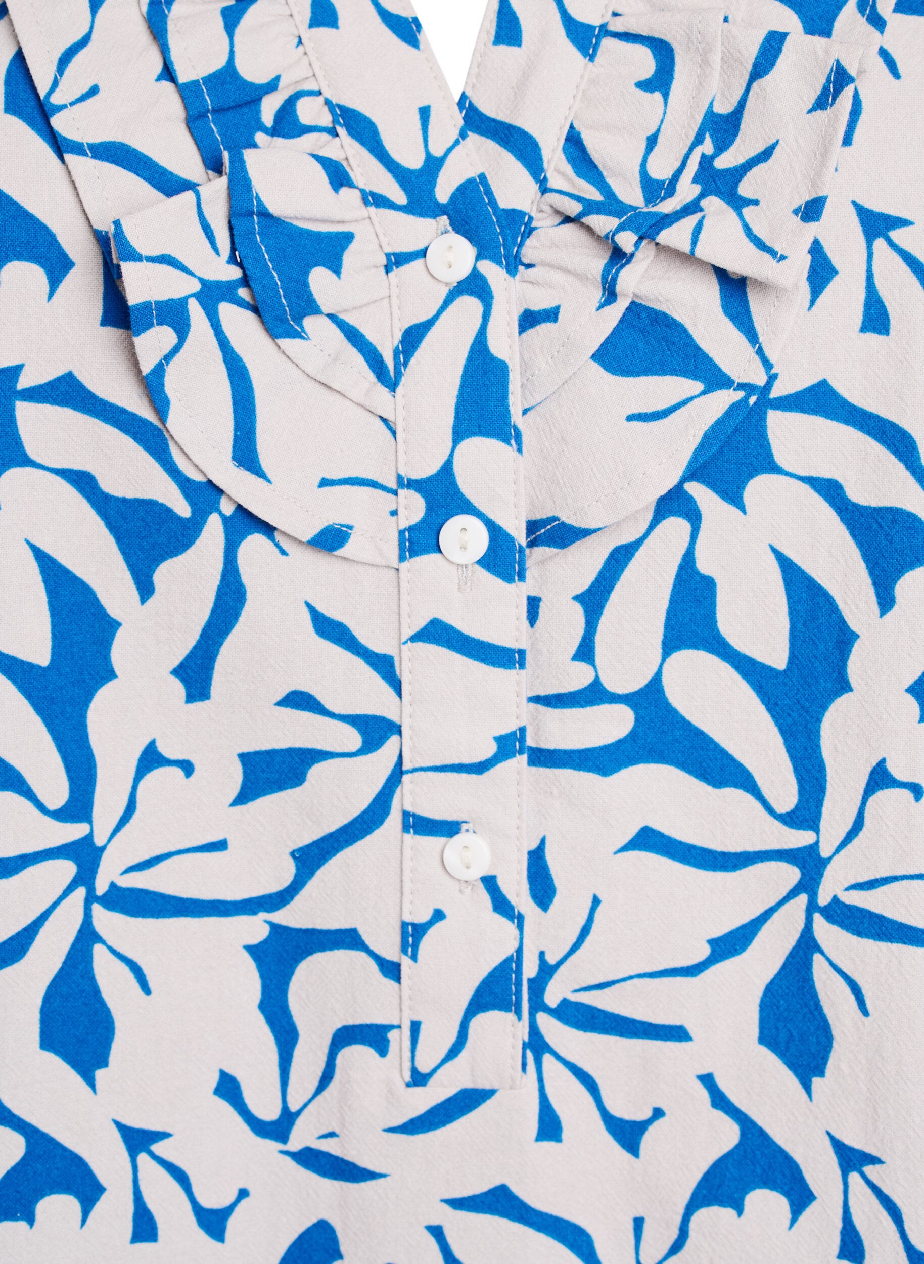 Zizzi 3/4-hihainen pusero puuvillasta raidoilla, Sininen, Packshot image number 2