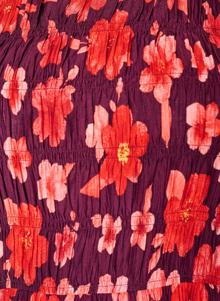Mekko smokkauksella ja kukkakuviolla, Violetti, Packshot
