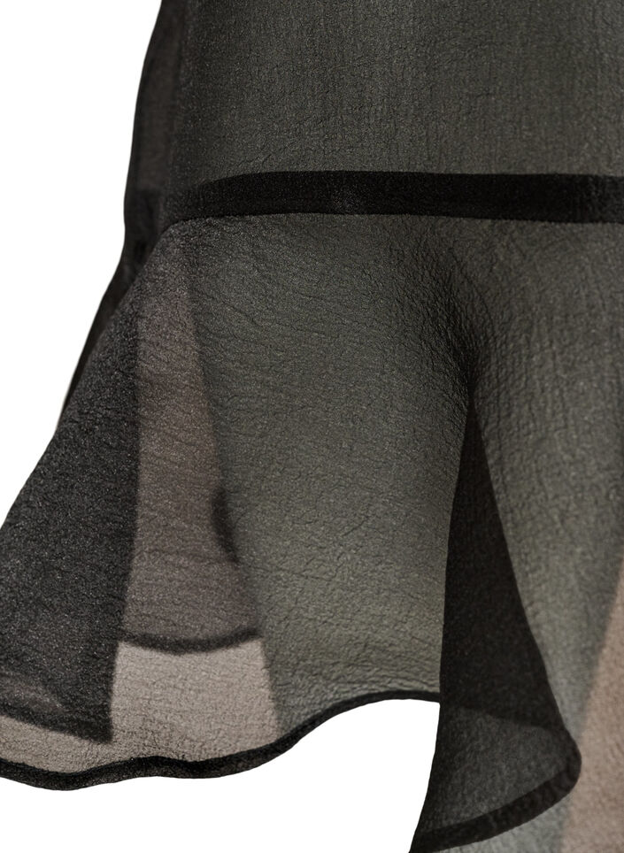 Lyhyt organza-mekko r&ouml;yhel&ouml;helmalla, Musta, Packshot image number 3