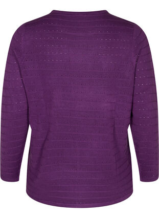 Tekstuurikuvioitu neulepusero pyöreällä pääntiellä, Amaranth Purple, Packshot image number 1