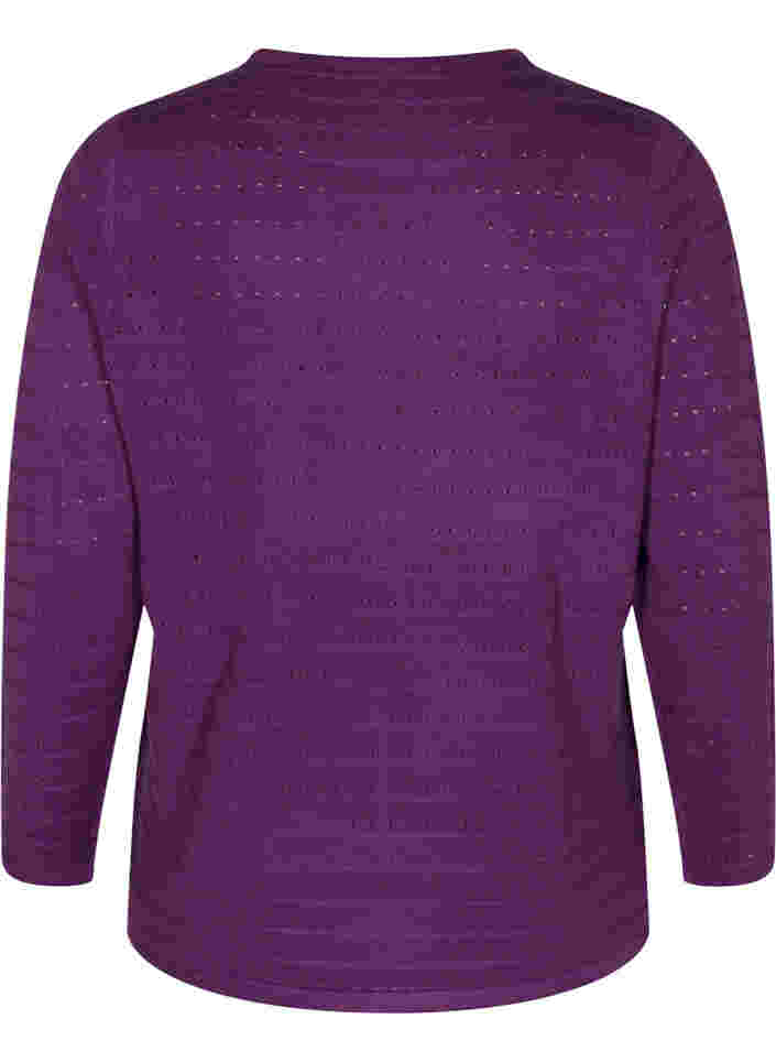 Tekstuurikuvioitu neulepusero pyöreällä pääntiellä, Amaranth Purple, Packshot image number 1