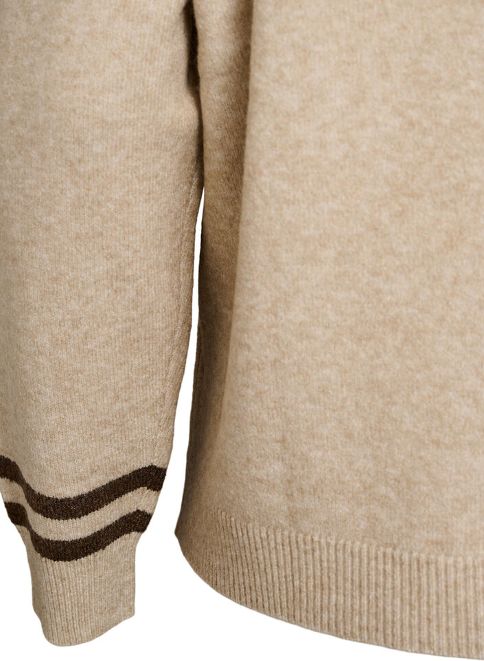 Neulepusero logolla ja kontrastiraidoilla, Beige, Packshot image number 3