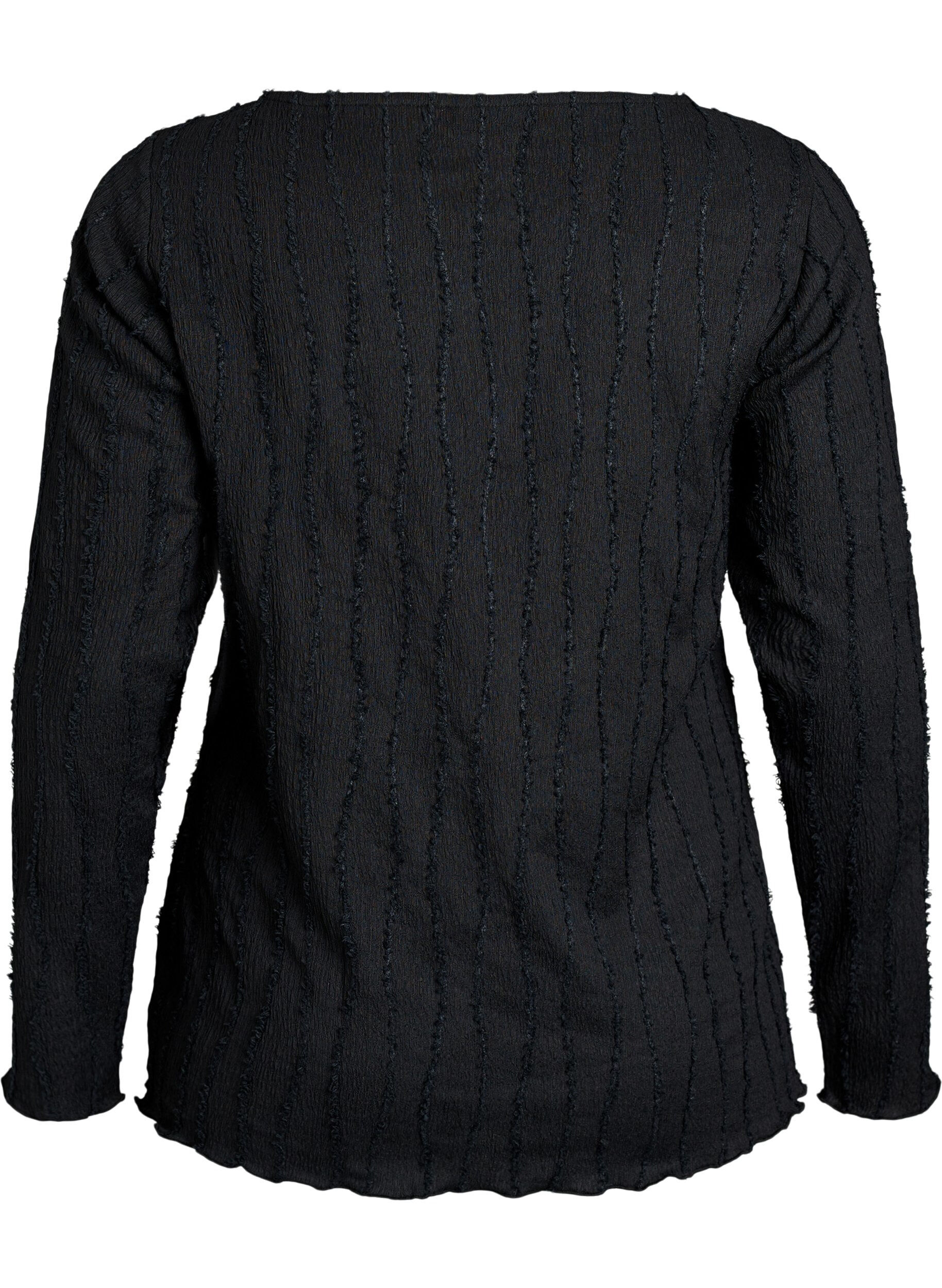 ZizziJerseypusero aaltoilevalla tekstuurilla, Musta, Packshot image number 1
