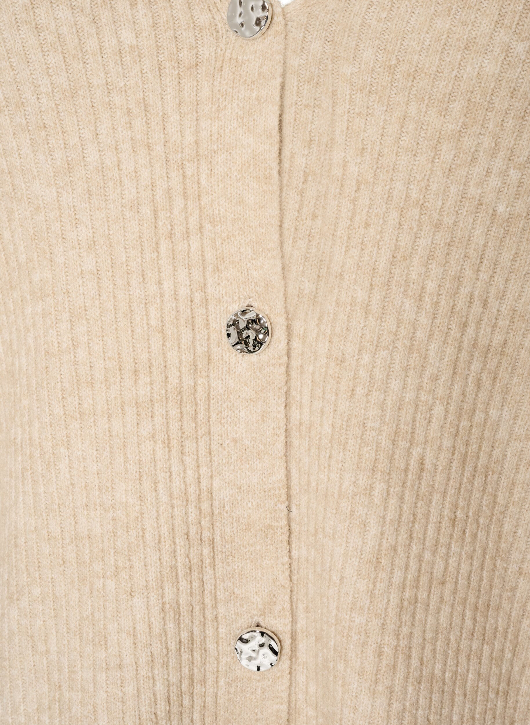 ZizziNeuletakki V-p&auml;&auml;ntiell&auml; ja ribatulla tekstuurilla, Beige, Packshot image number 2