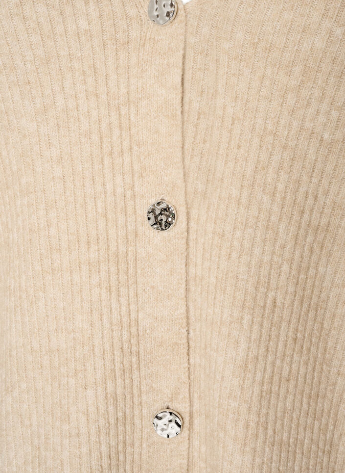Neuletakki V-p&auml;&auml;ntiell&auml; ja ribatulla tekstuurilla, Beige, Packshot image number 2