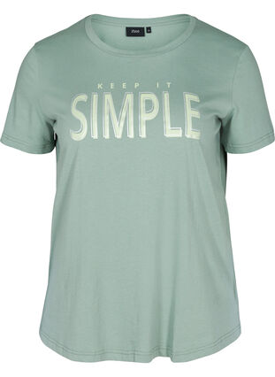 Lyhythihainen puuvillainen t-paita printillä, Chinois Green SIMPLE, Packshot image number 0