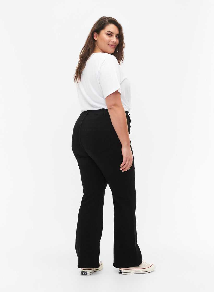 Korkeavy&ouml;t&auml;r&ouml;iset bootcut-farkut, Musta, Model image number 1