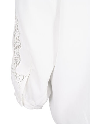Pitkähihainen pusero virkatuilla yksityiskohdilla, Bright White, Packshot image number 4