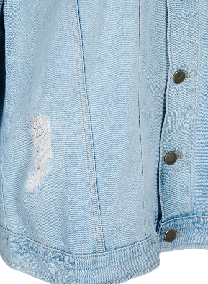 Väljä farkkutakki kulutuksilla, Light blue denim, Packshot image number 3