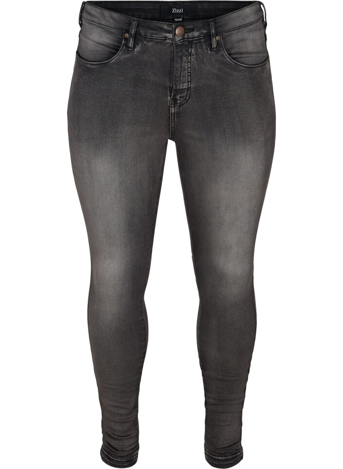 Super slim Amy-farkut korkealla vy&ouml;t&auml;r&ouml;ll&auml;, Dark Grey Denim, Packshot image number 0