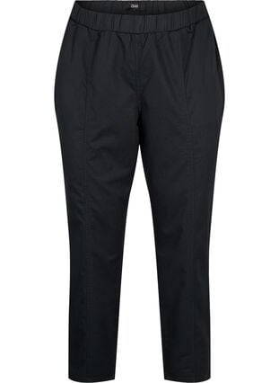 Puuvilla-pellavasekoitteesta valmistetut housut, joissa on taskut, Black, Packshot image number 0