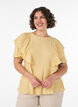 Pusero smock-tekstuurilla ja r&ouml;yhel&ouml;hihoilla, Keltainen, Model image number 0