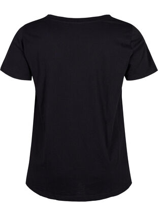 Puuvillainen t-paita tekstiprintillä ja v-pääntiellä, Black ORI, Packshot image number 1
