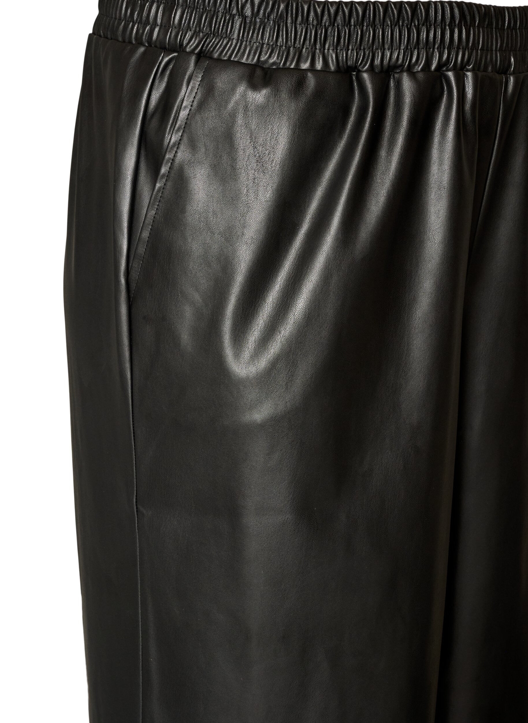 ZizziIlmavat tekonahkahousut, Musta, Packshot image number 2