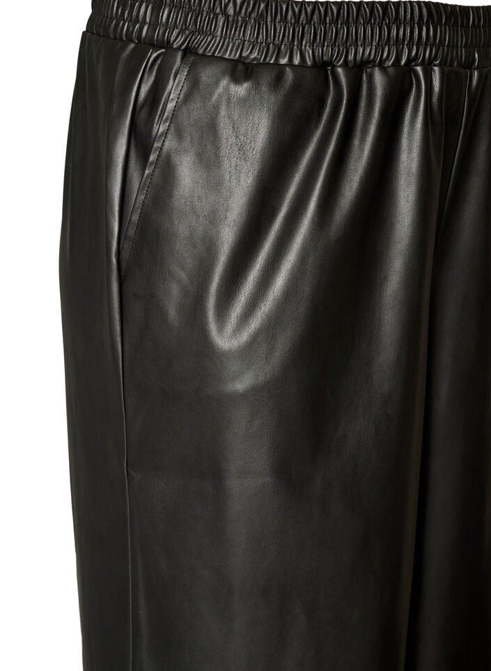 Ilmavat tekonahkahousut, Musta, Packshot image number 2