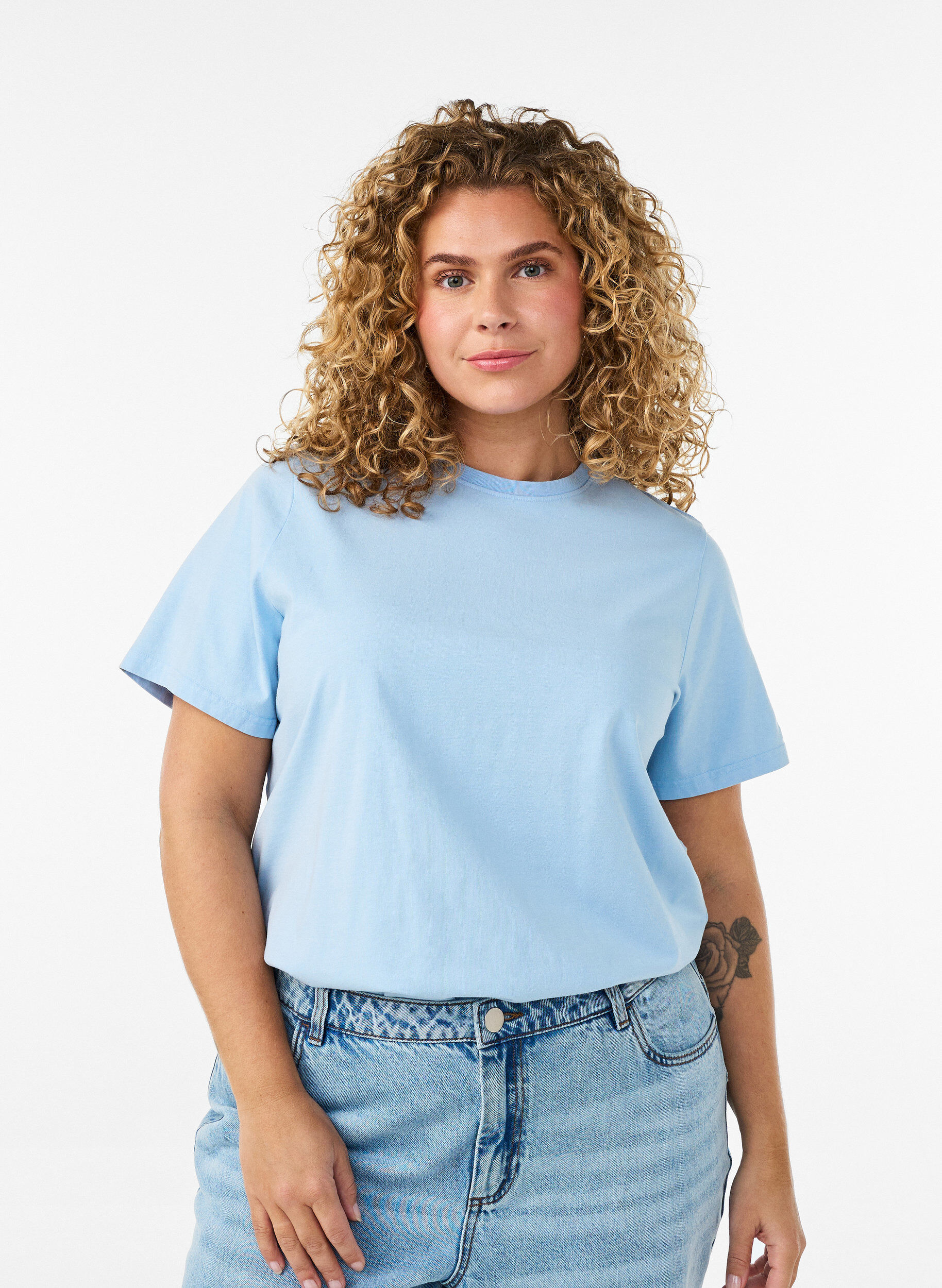 ZizziLuomupuuvillainen T-paita printill&auml;, Sininen, Model image number 2