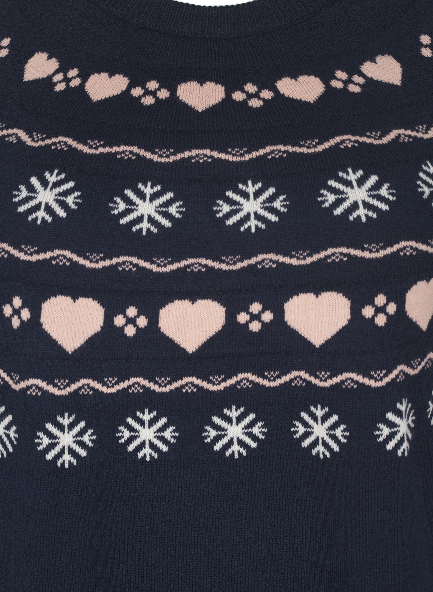 Zizzi Pitk&auml;hihainen neulepaita joulukuviolla, Navy Blazer Comb, Packshot image number 2