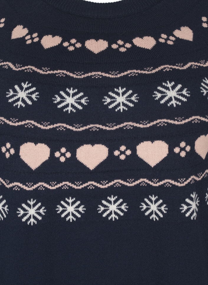 Pitk&auml;hihainen neulepaita joulukuviolla, Navy Blazer Comb, Packshot image number 2