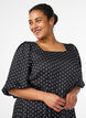 Midi-mekko pilkkukuosilla ja neli&ouml;p&auml;&auml;ntiell&auml;, Musta, Model image number 2