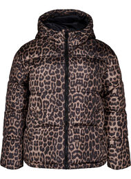 Lyhyt puffer-takki hupulla ja kaksisuuntaisella vetoketjulla, Musta