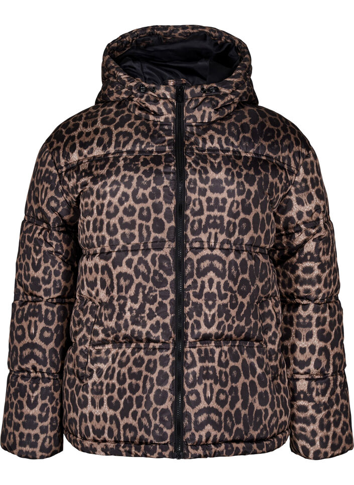 Lyhyt puffer-takki hupulla ja kaksisuuntaisella vetoketjulla, Musta, Packshot image number 0