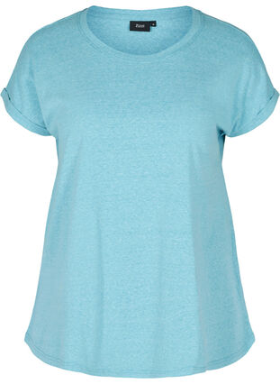 Meleerattu puuvillainen t-paita, River Blue Melange, Packshot image number 0