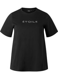 Luomupuuvillasta valmistettu t-paita tekstillä, Black ÉTOILE