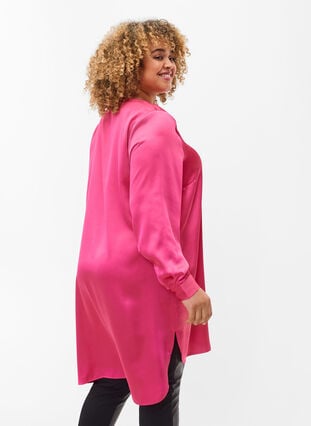 Pitkä kiiltävä mekko halkioilla, Pink Flambé, Model image number 1