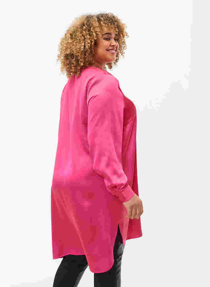 Pitkä kiiltävä mekko halkioilla, Pink Flambé, Model image number 1